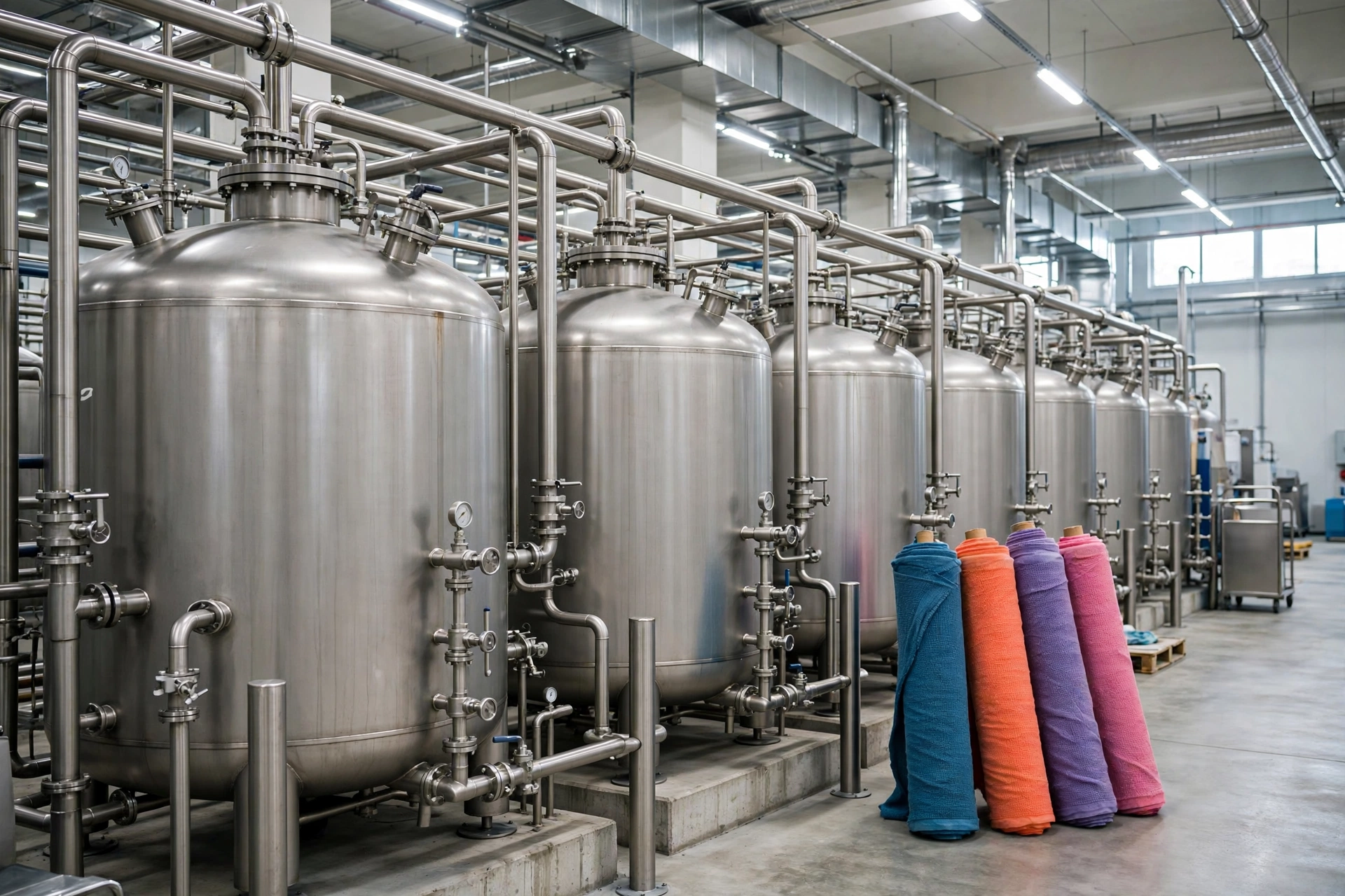 Row of dyeing vessels