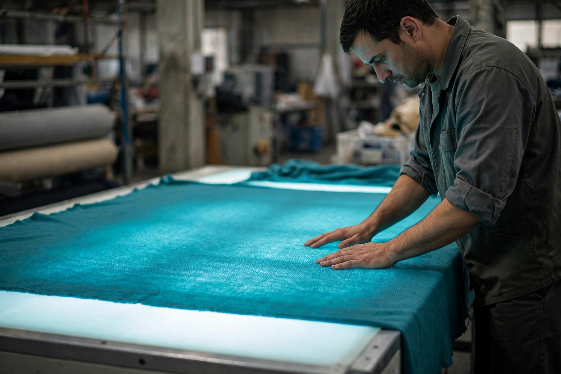 Knit fabric quality checking on an inspection table